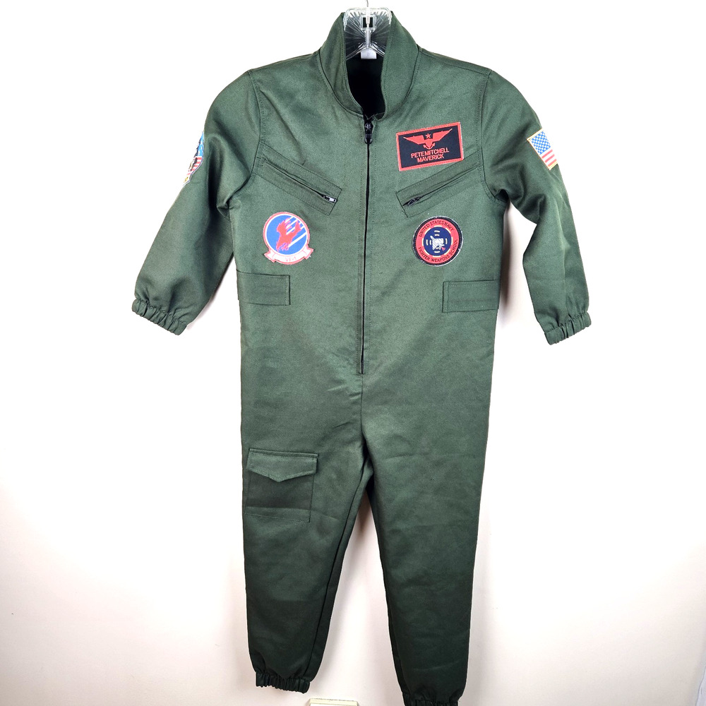Fighter Pilot Costume Air Force Flight Suit Halloween Cosplay boys size Small - Picture 2 of 5